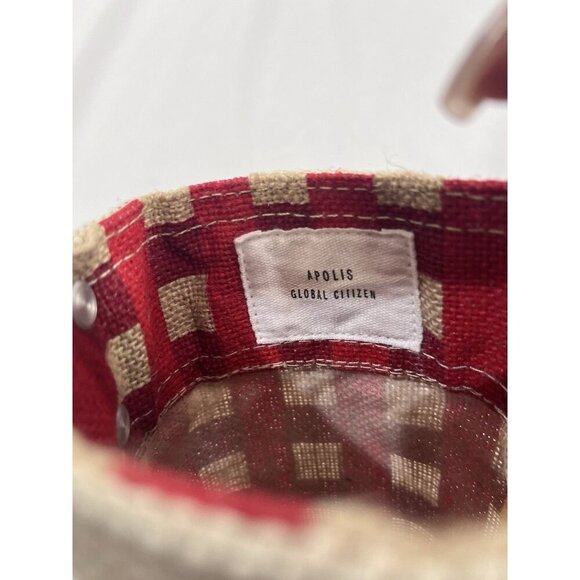 MARCHÉ Bottle Bag Gingham Red With Leather Strap - Picture 5 of 6